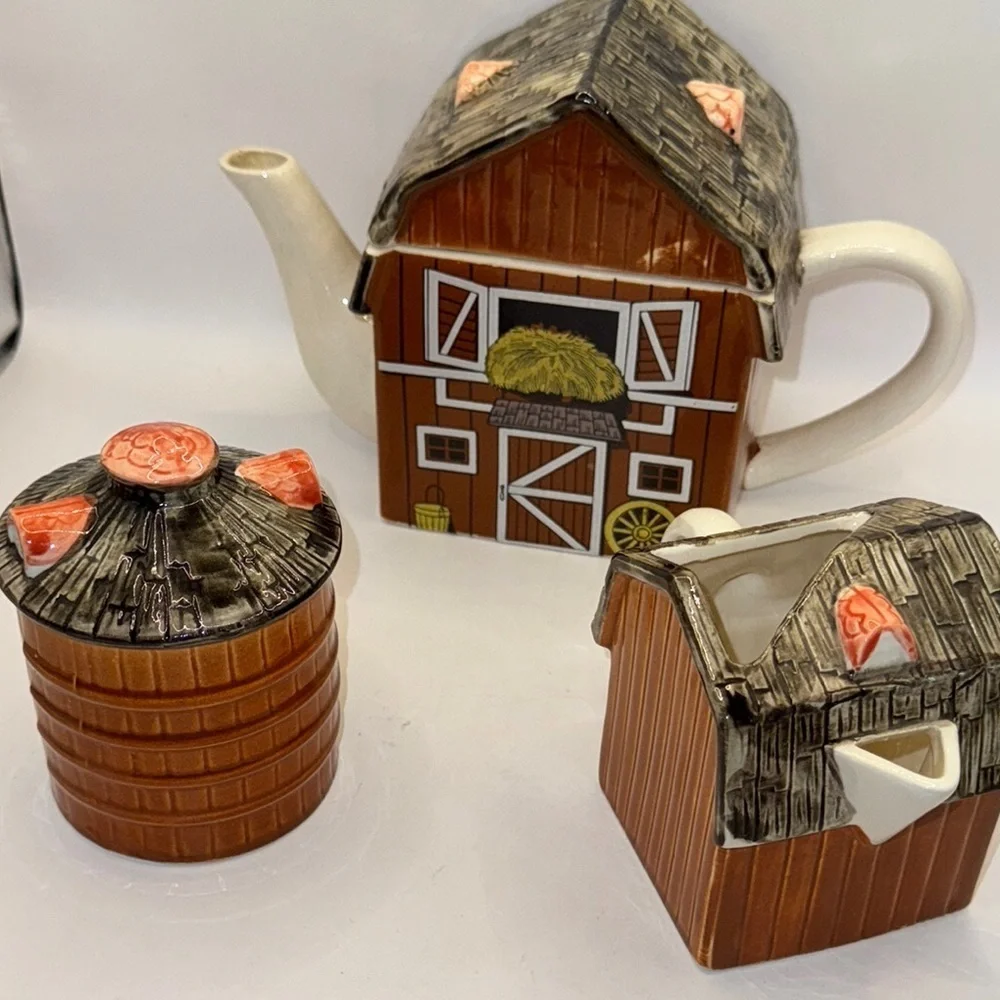 Gentleman Farmer vintage Charming Farmhouse Teapot Set - Picture 2 of 15
